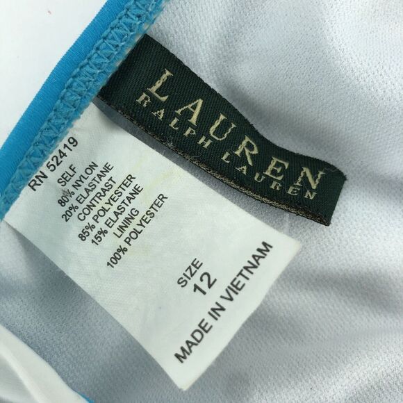 Lauren Ralph Lauren Women's 12 Blue White Striped Halter Bathing Suit Swim Top - Picture 6 of 6